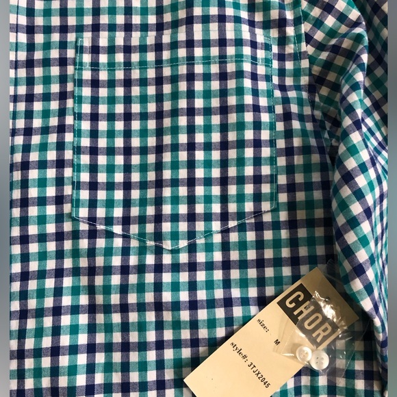 NWT Men’s Chor Slim Fit Button-Up Long Sleeve Check Plaid Pocket Shirt - Picture 9 of 16
